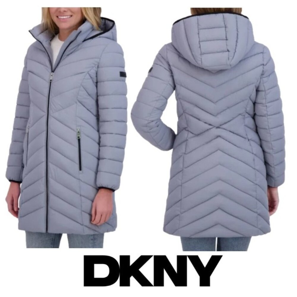 NWT DKNY Women's Stretch Walker Stretch Coat, Gray